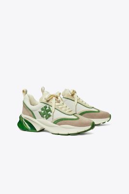Tory Burch Good Luck Trainer In New Ivory/green/cerbiatto