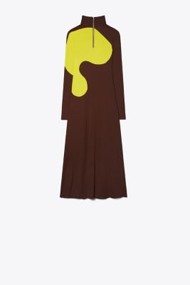 Shop Tory Burch Colorblock Jersey Dress In Spiced Chocolate