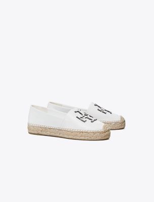Tory Burch Ines Leather Logo Espadrilles In Gardenia