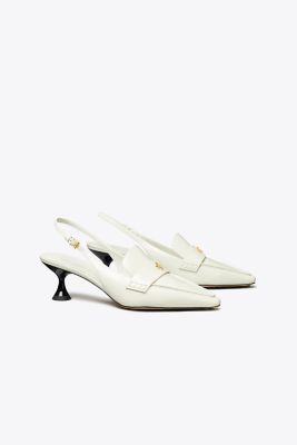 Tory Burch Pointed Slingback Pump In White