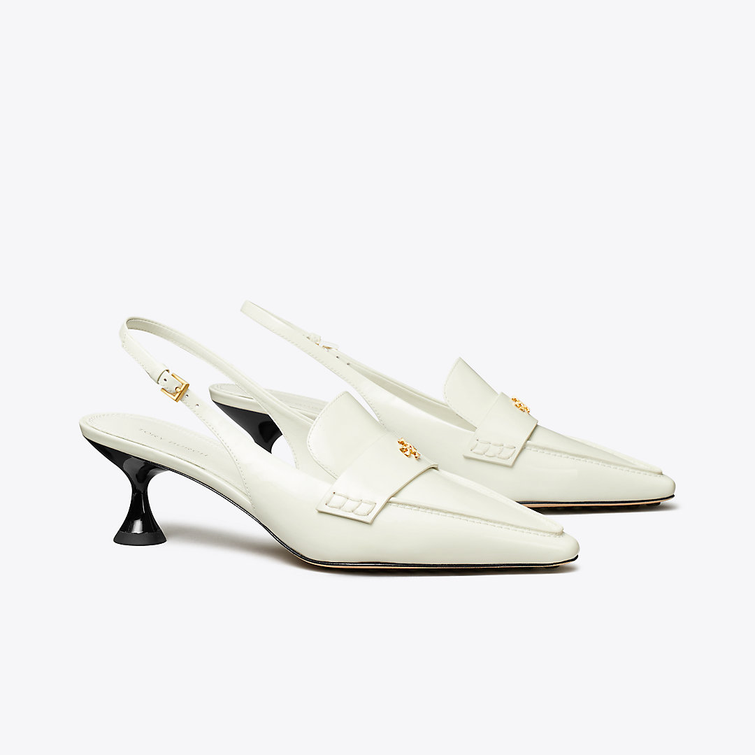 Tory Burch Pointed Slingback Pump In White
