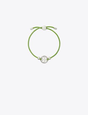 Shop Tory Burch Miller Slider Bracelet In Tory Silver/wheatgrass