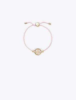 Shop Tory Burch Miller Slider Bracelet In Tory Gold/pink