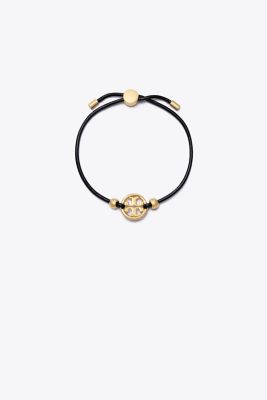 Tory Burch Miller Logo Slider Bracelet In Tory Gold/black