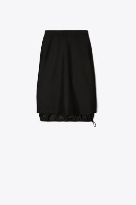Tory Burch Layered Wool-mohair Skirt In Black