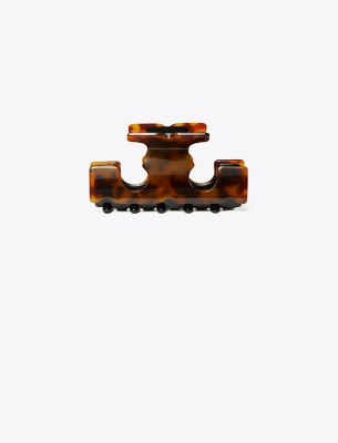 Shop Tory Burch Serif-t Hair Clip In Tortoise