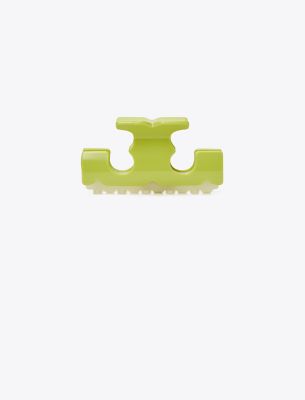 Tory Burch Serif-t Hair Clip In Green/yellow