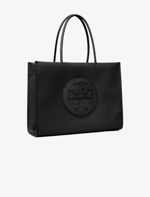 Tory Burch Ella Tote Bag With Logo Embossing In Black