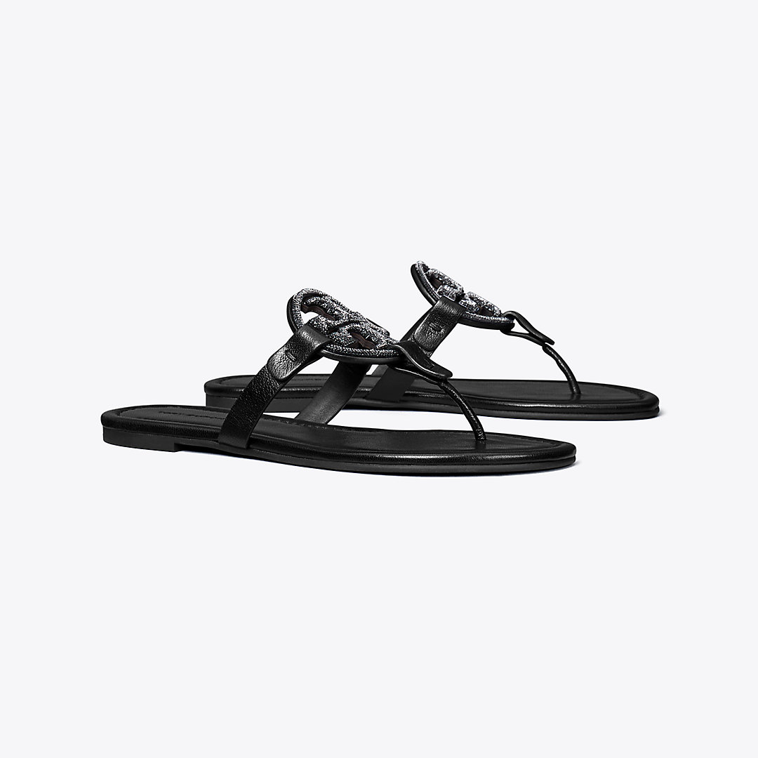 Shop Tory Burch Miller Pavé Sandal In Perfect Black/jet
