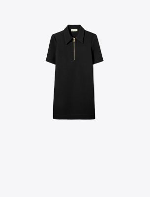 Tory Burch Short-sleeve Crepe Polo Shift Dress In Black