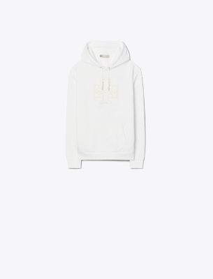Tory Sport Tory Burch French Terry Logo Hoodie In Snow White