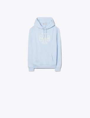 Tory Sport Tory Burch French Terry Logo Hoodie In Ice Flow