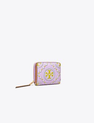 T Monogram Contrast Embossed Bi-Fold Wallet: Women's Designer Wallets