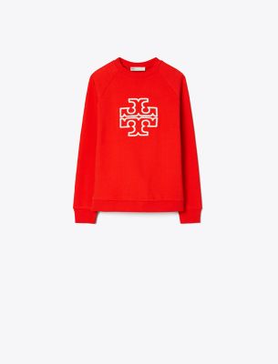 Tory Burch Heavy French Terry Logo Crewneck