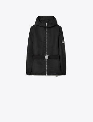 Tory Burch Long Belted Anorak In Sport Black