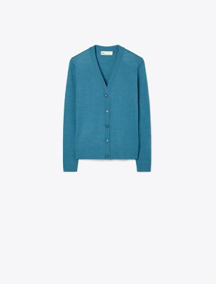 Tory Burch Simone Cardigan In Atoll Reef