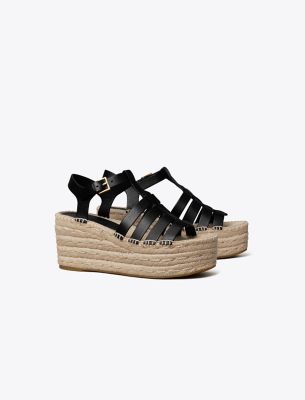 Tory Burch Fisherman Espadrille Wedge In Perfect Black