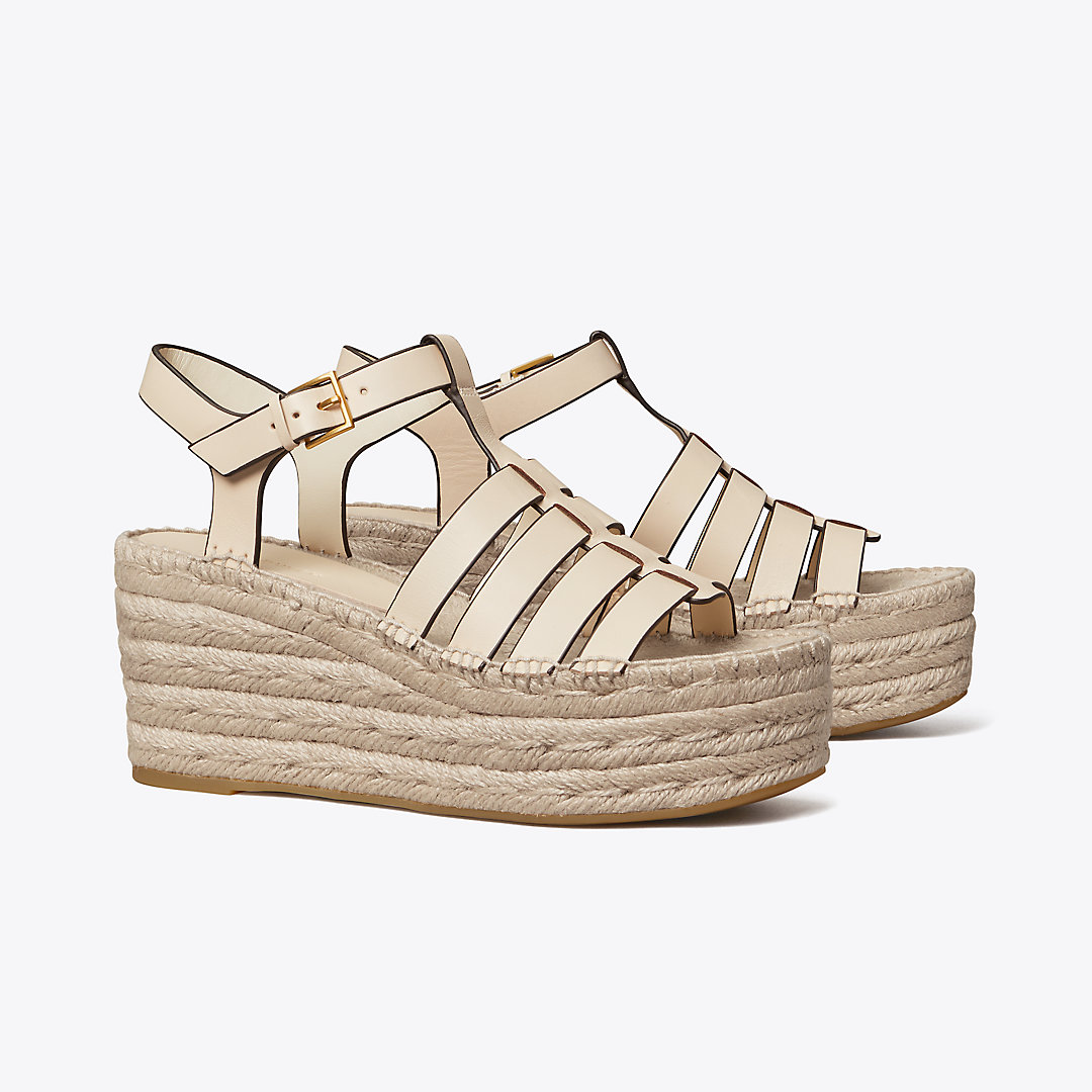 Tory Burch Fisherman Espadrille Wedge In New Ivory