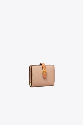 Tory Burch Robinson Pebbled Mini Wallet In Goan Sand