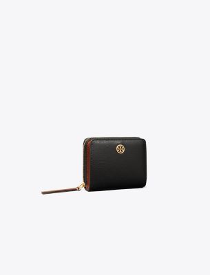 Tory Burch Robinson Pebbled Bi-fold Wallet In Black