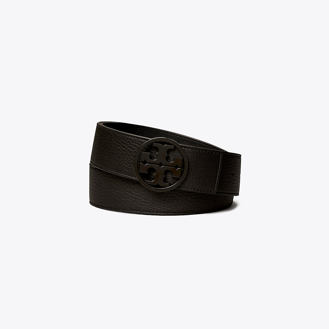 Shop Tory Burch 1.5" Miller Powder Coated Belt In Black/black/black