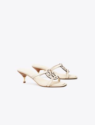 Shop Tory Burch Miller Bombé Low Heel Sandal In Light Cream