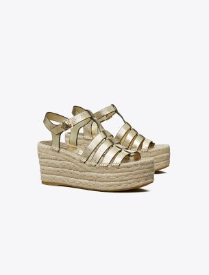 Shop Tory Burch Fisherman Espadrille Wedge In Spark Gold