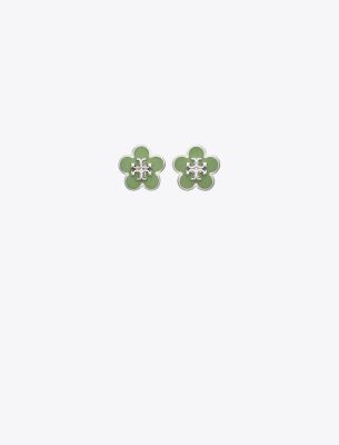 Tory Burch Kira Enamel Flower Stud Earring In Green