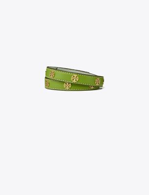 Tory Burch Miller Double Wrap Leather Bracelet In Tory Gold/wild Leaves |  ModeSens