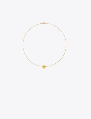 Tory Burch Kira Enamel Flower Pendant Necklace In Tory Gold/freesia Yellow