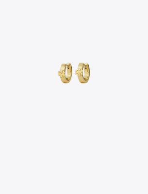 Tory Burch Kira Huggie Hoop Earrings In Tory Gold