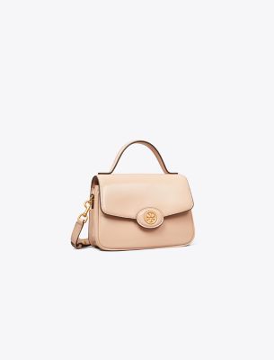 Tory Burch Small Robinson Spazzolato Top-handle Bag In Blush