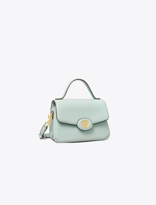 Tory Burch Small Robinson Spazzolato Top-handle Bag In Seabubble