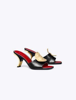 Tory Burch Patos Mismatched Heel Sandal In Perfect Black/tory Red/tory Red