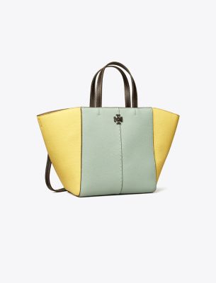 Tory Burch Mcgraw Color-block Carryall In Sea Bubble/vintage Lemon