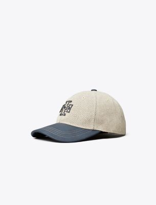 Tory Sport Tory Burch Two-tone Canvas Cap In Natural/tory Navy