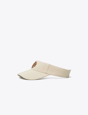 Tory Sport Tory Burch Two-tone Canvas Visor In Natural Brown