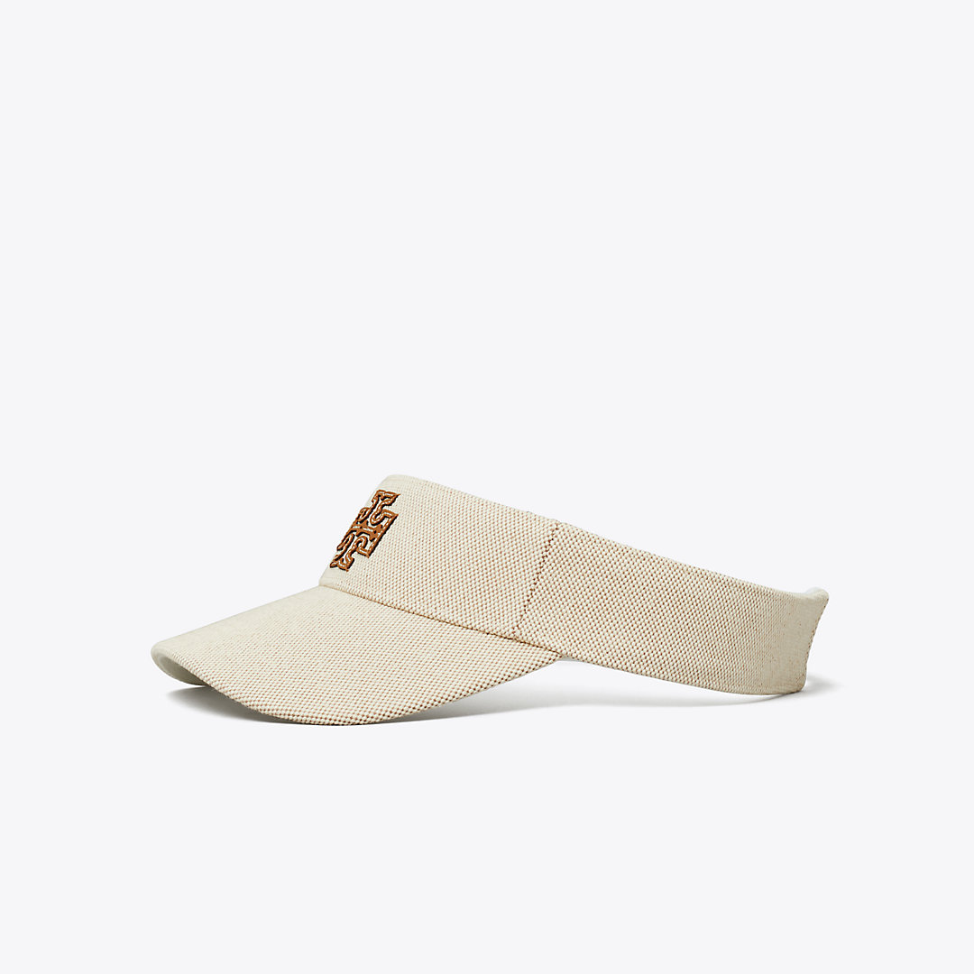 Tory Sport Tory Burch Two-tone Canvas Visor In Natural Brown