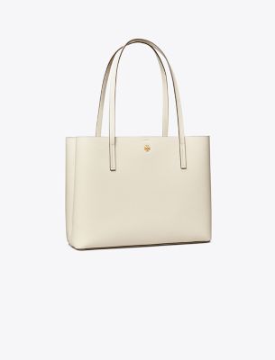 Tory Burch Leather Zip Tote In New Ivory/devon Sand