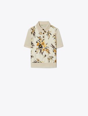 TORY BURCH SILK-FRONT POLO