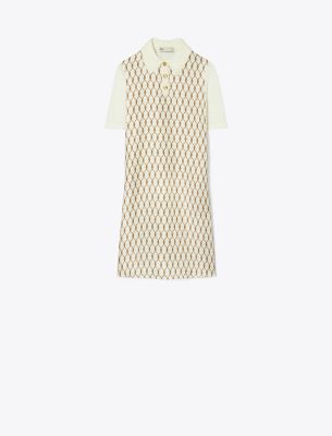 Tory Burch Wool And Silk Shirtdress In New Ivory/brown Rope