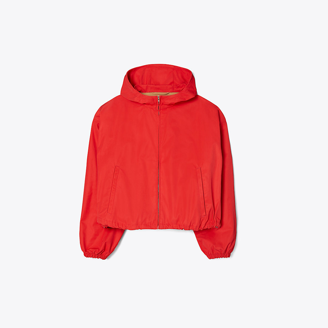Tory Sport Tory Burch Double-faced Canvas Cropped Jacket In Vermillion