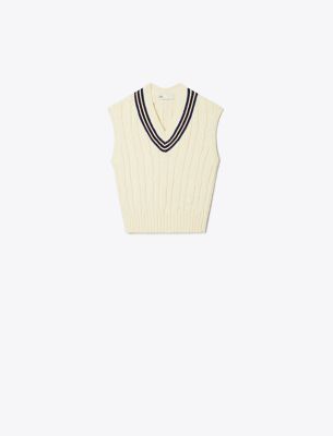 Tory Sport Tory Burch Cable Knit Vest In New Ivory