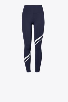 Tory Sport Tory Burch Sculpt Compression Colourblock Chevron Legging In Tory  Navy/evergreen