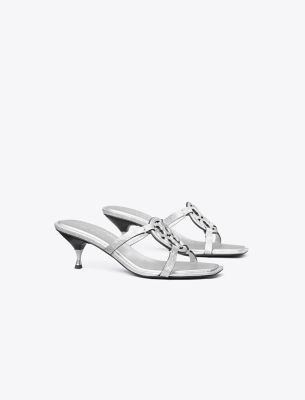 Shop Tory Burch Miller Bombé Low Heel Sandal In Silver