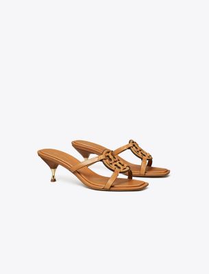 Tory Burch Geo Bombe Miller Kitten-heel Sandals In Caramel Corn