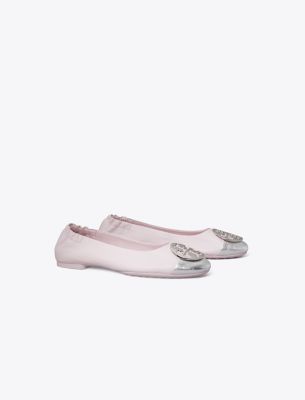 Tory Burch Claire Cap Toe Ballet In Light Lavender/silver