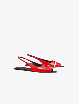 Tory Burch Pierced Slingback In Plum/red/silver