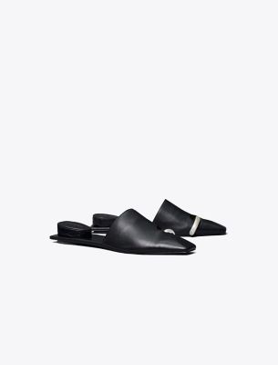 Shop Tory Burch Pierced Mule In Perfect Black/silver