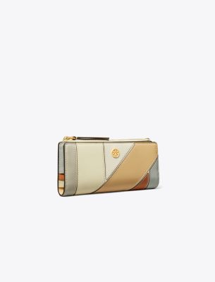 Tory Burch Robinson Patchwork Zip Slim Wallet In Buff ModeSens
